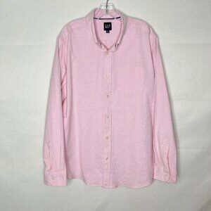 GAP Men’s Shirt sz XL Pink Cotton Blend Long Sleeve Button Down Relaxed Fit